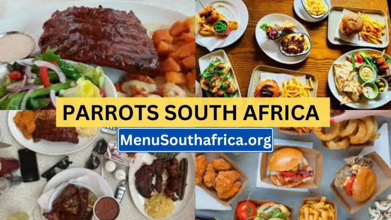 Parrots South Africa Menu Current Prices 2024