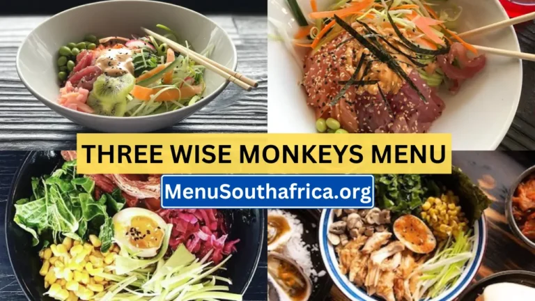 Three Wise Monkeys South Africa Menu Updated Prices 2024
